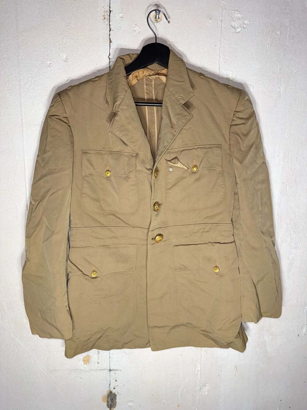 Vintage WWII US Navy Officer Khaki Khaki Dress Uniform Jacket by Max Oberhard